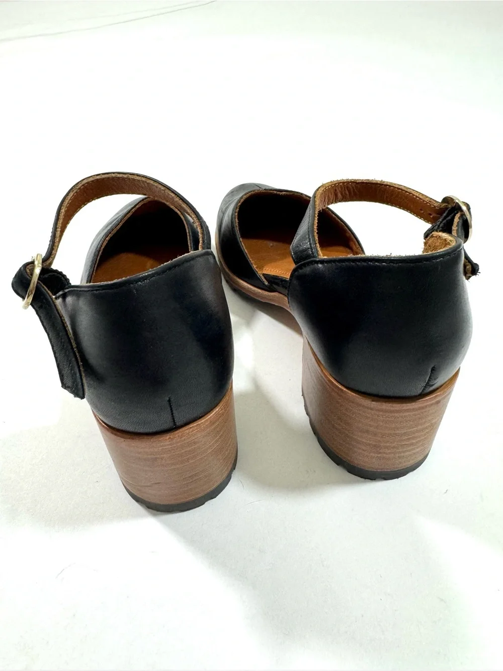 Patina Portland Leather Goods Mary Jane Block Heels Black
